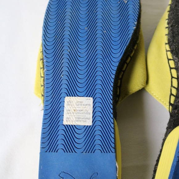 Fenty X Puma Embroidered Espadrilles Suede Slip On Sliders Yellow/Green Blue - Picture 7 of 10